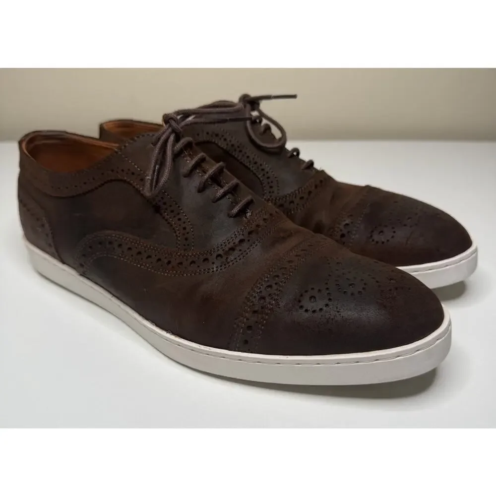 Allen Edmonds Strand Brogue Oxford Mens 11.5 Brown Waxed Suede Lace Up Sneaker